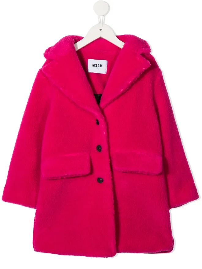 MSGM Kids MSGM Kids エンブロイダード ロゴ フェイクファーコート ピンクの商品画像