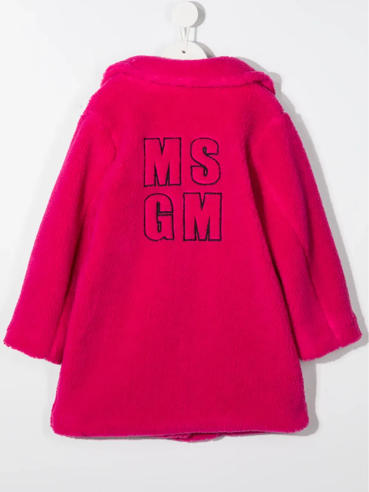 MSGM Kids エンブロイダード ロゴ フェイクファーコート ピンク - 画像2