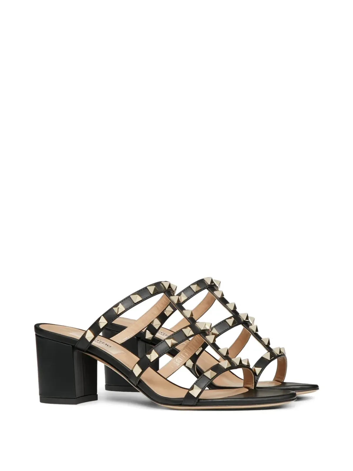 Valentino Garavani ロックスタッド カーフスキン レザー スライドサンダル - 画像2