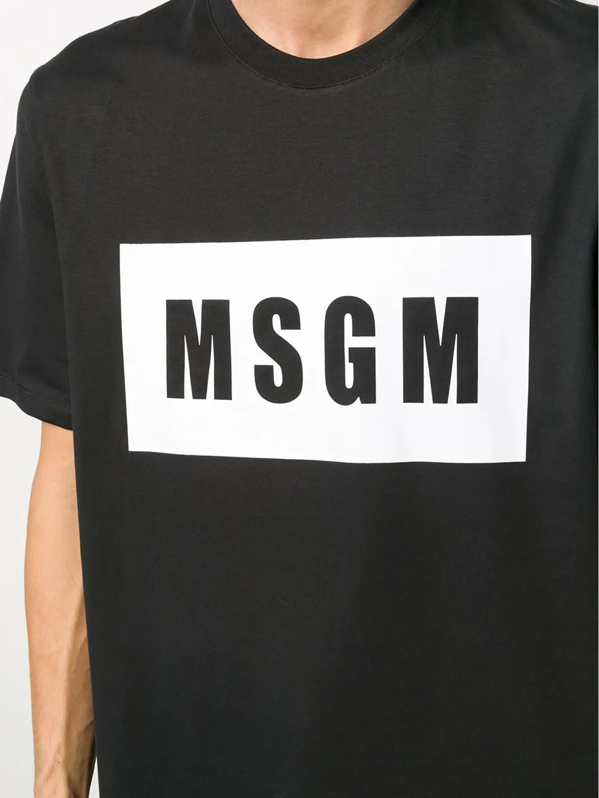 MSGM ロゴプリント コットン Tシャツ ブラック - 画像5