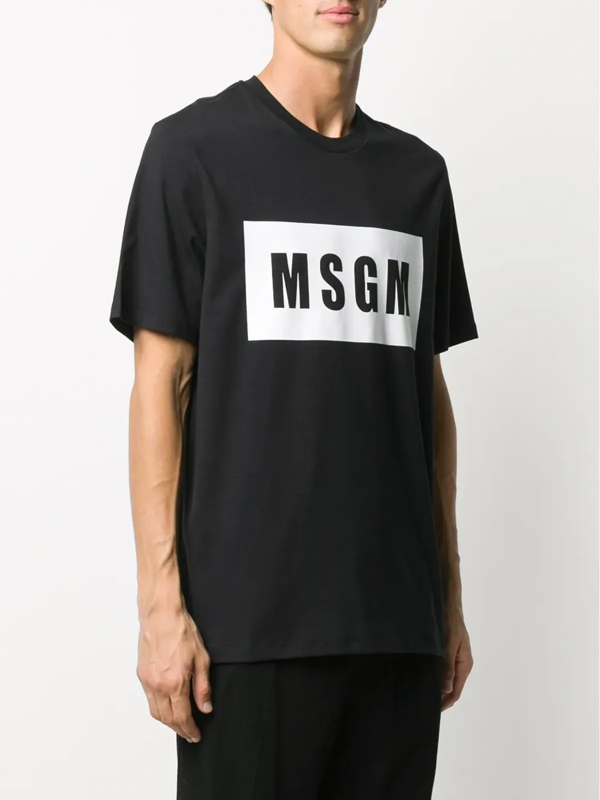MSGM ロゴプリント コットン Tシャツ ブラック - 画像3