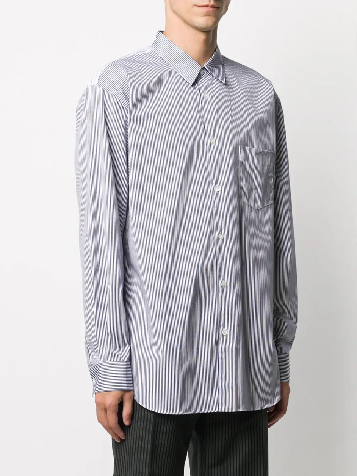 Comme Des Garçons コントラストストライプポケットシャツ - 画像3