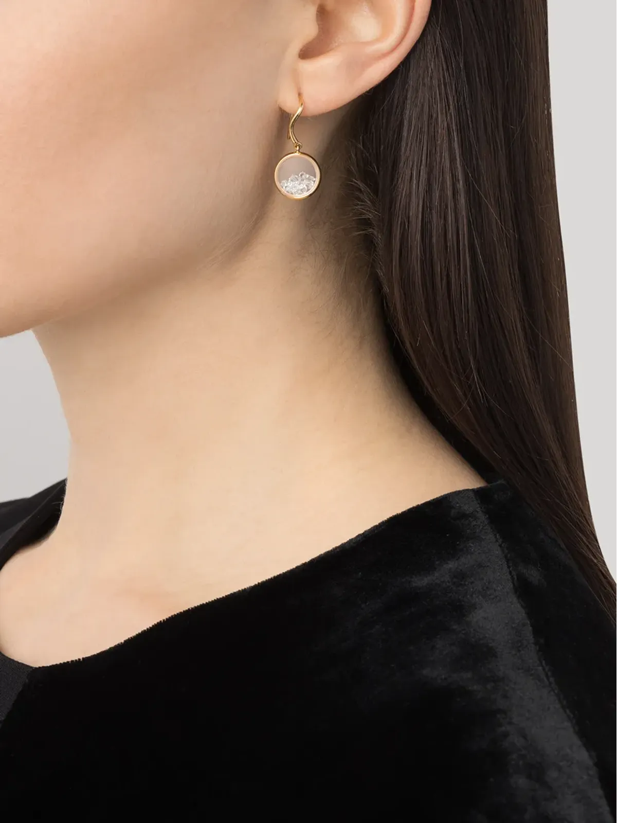 Aurelie Bidermann 18K イエローゴールド ダイヤモンド チヴォール ドロップピアス - 画像2