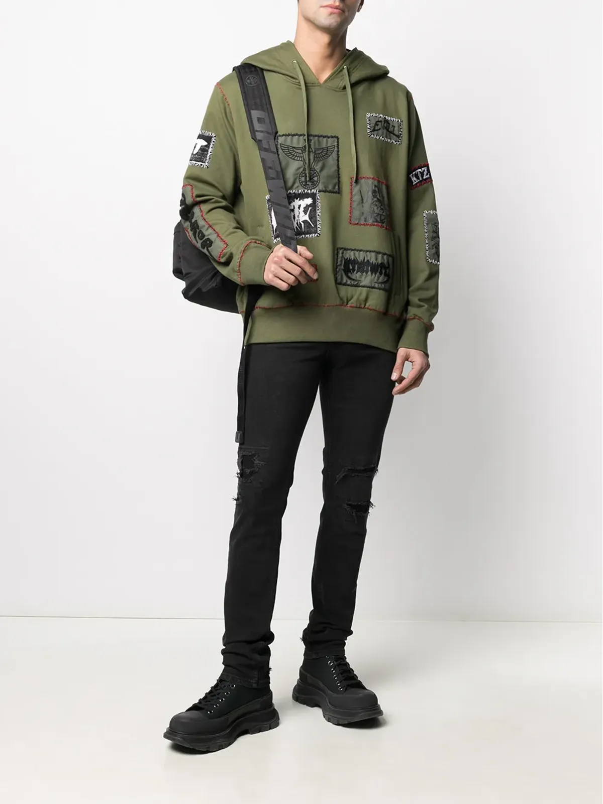 KTZ パッチディテール ドローコード付きフーディ - 画像2