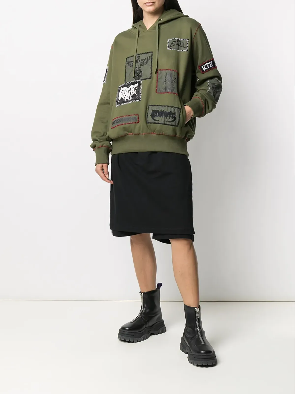 KTZ パッチディテール ドローコード付きフーディ - 画像3