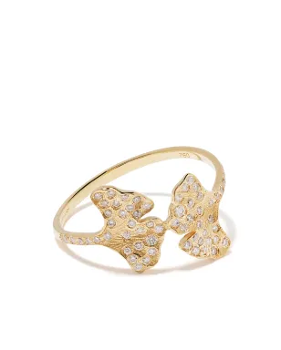 Aurelie Bidermann 18K イエローゴールド ギンコ ダイヤモンド リング - サムネイル1