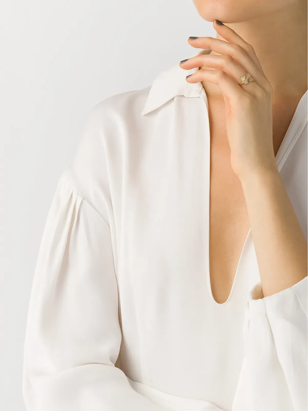 Aurelie Bidermann 18K イエローゴールド ギンコ ダイヤモンド リング - 画像2