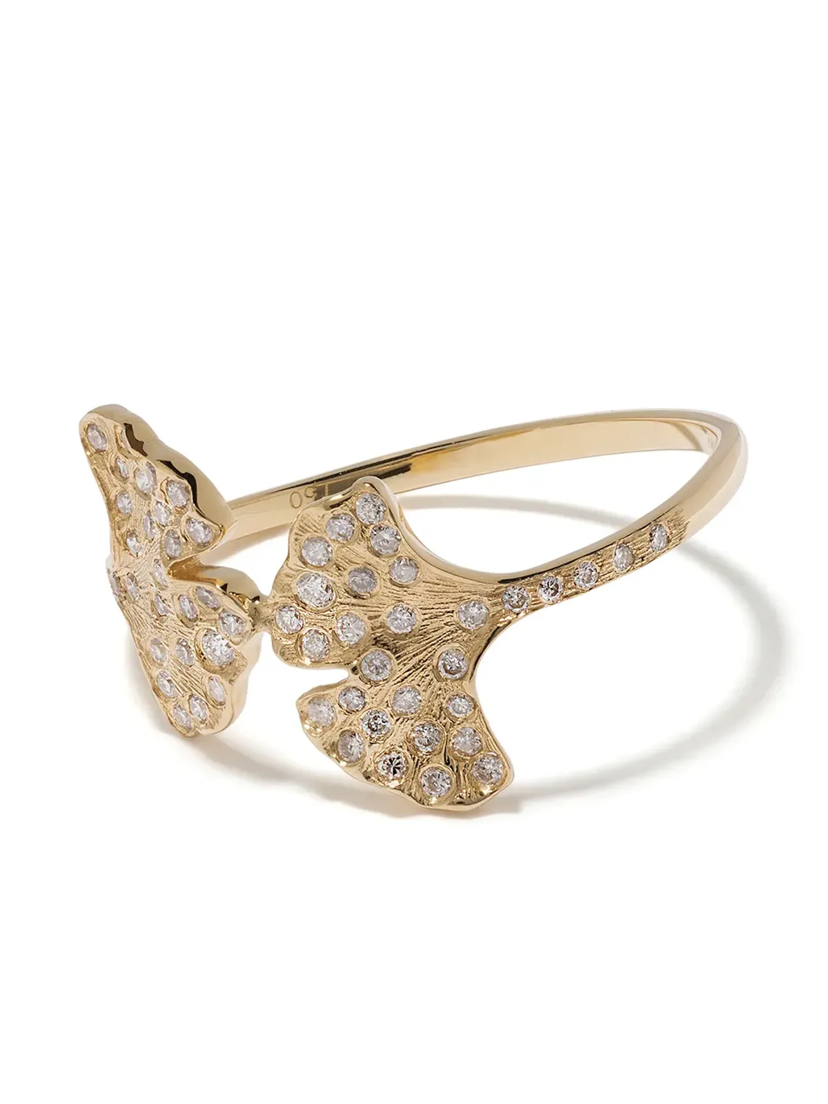 Aurelie Bidermann 18K イエローゴールド ギンコ ダイヤモンド リング - 画像3