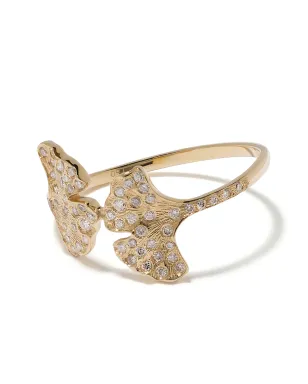 Aurelie Bidermann 18K イエローゴールド ギンコ ダイヤモンド リング - サムネイル3