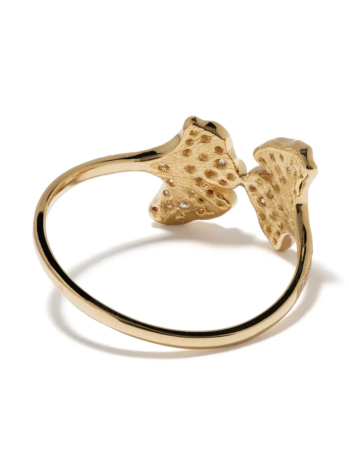 Aurelie Bidermann 18K イエローゴールド ギンコ ダイヤモンド リング - 画像4