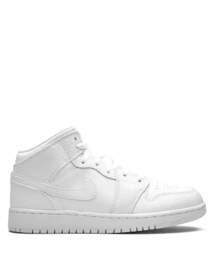 Jordan Kids エア ジョーダン 1 ミッド トリプルホワイト スニーカー - サムネイル1