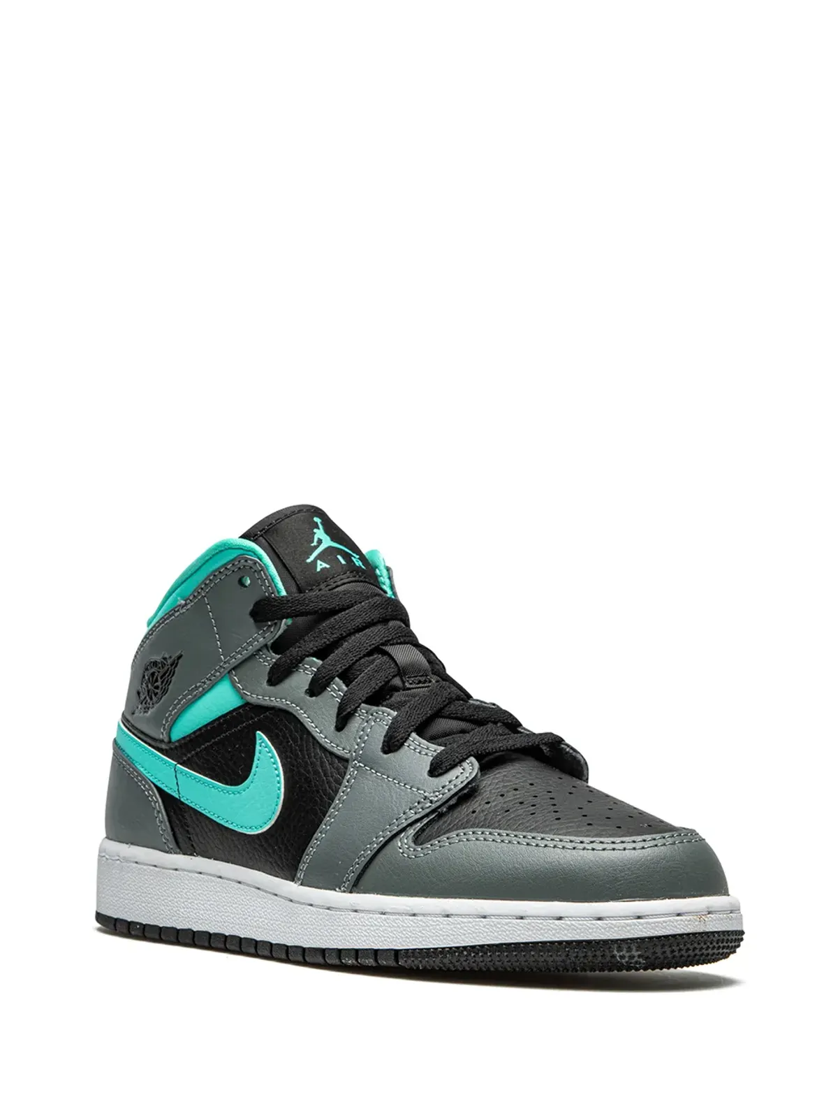 Jordan Kids エアジョーダン1 ミッド グレー/アクア スニーカー - 画像2