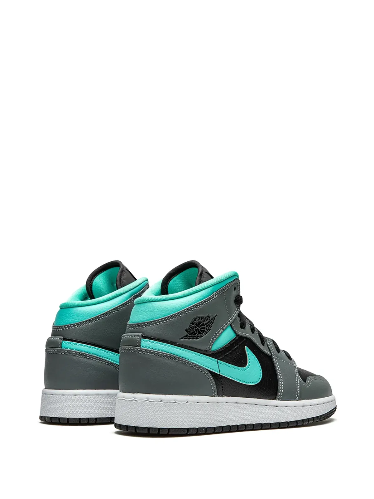 Jordan Kids エアジョーダン1 ミッド グレー/アクア スニーカー - 画像3