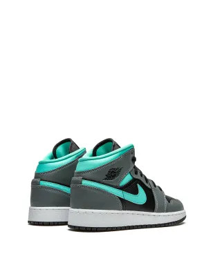 Jordan Kids エアジョーダン1 ミッド グレー/アクア スニーカー - サムネイル3