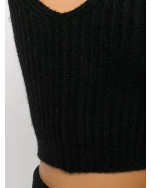Cashmere In Love リブ編みクロップトップ - ブラック - サムネイル5