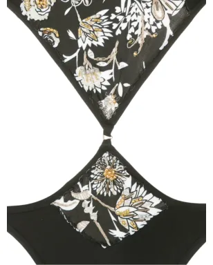 Amir Slama 花柄プリント刺繍入りワンピース水着（ブラック） - サムネイル5
