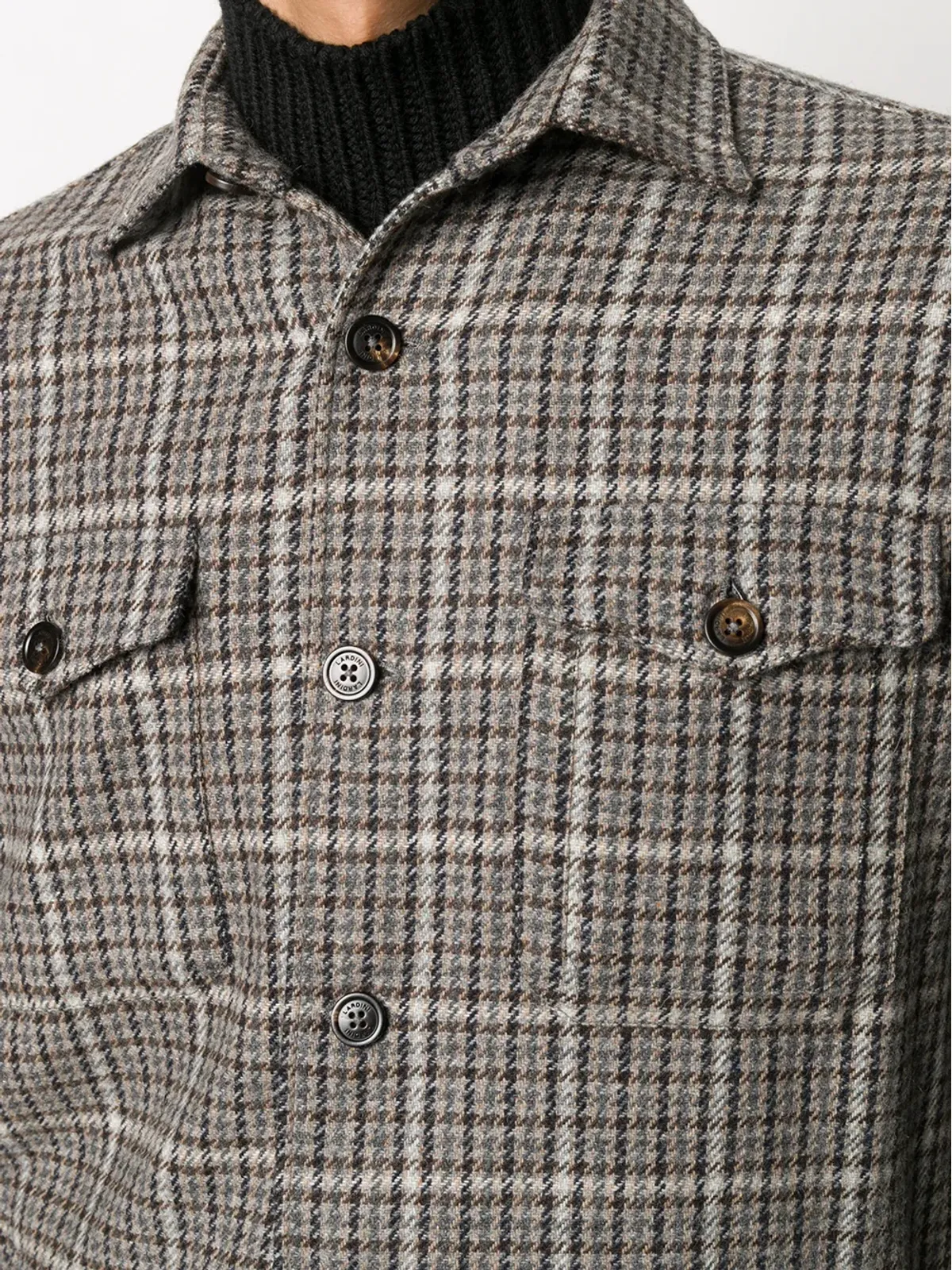 Lardini チェック柄ボタンアップシャツジャケット - Brown - 画像5