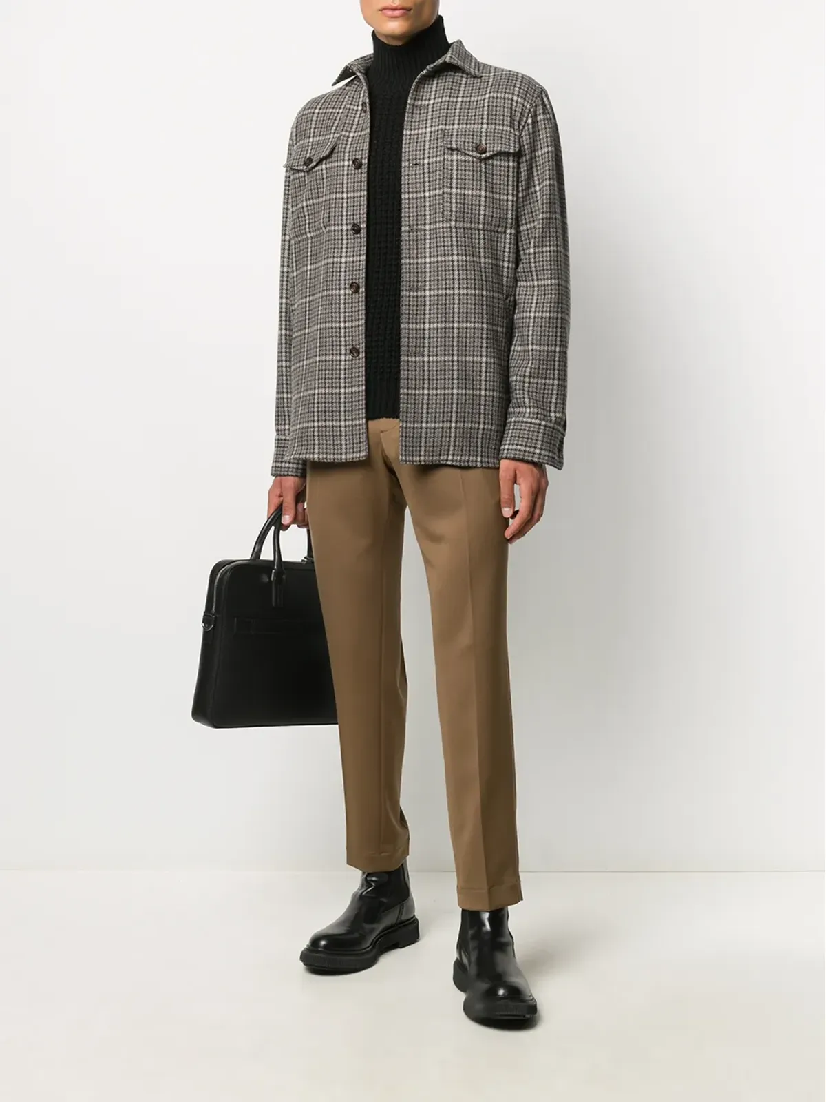 Lardini チェック柄ボタンアップシャツジャケット - Brown - 画像2