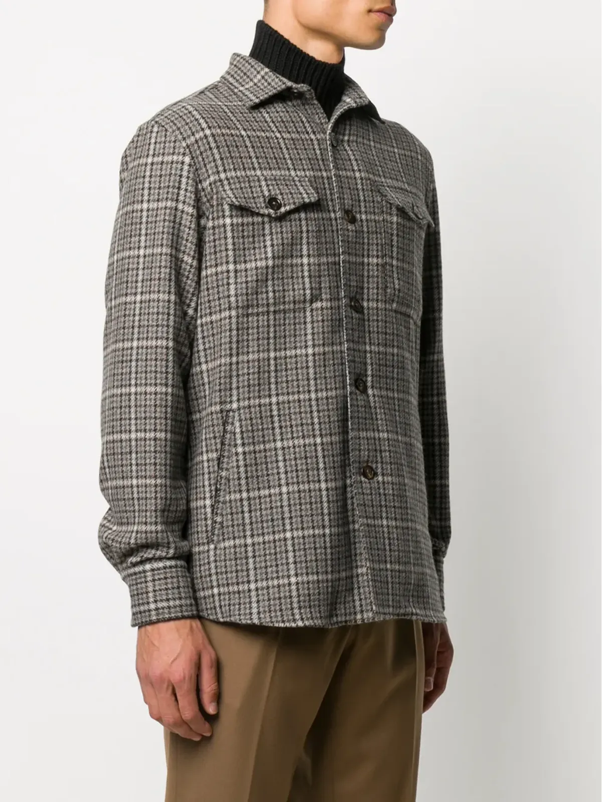 Lardini チェック柄ボタンアップシャツジャケット - Brown - 画像3
