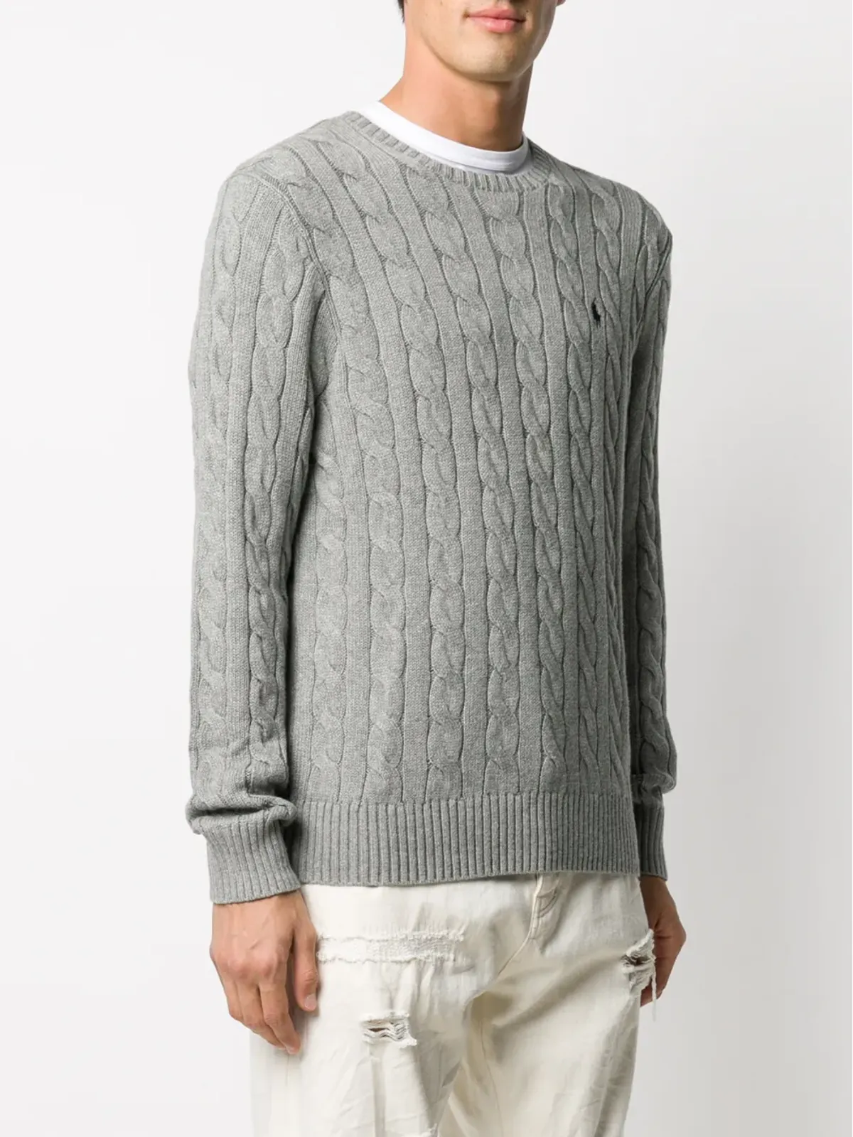 Polo Ralph Lauren ケーブルニット編みスウェットシャツ - グレー - 画像3