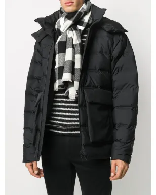 Moncler ロゴプリントチェック柄スカーフ ブラック - サムネイル2