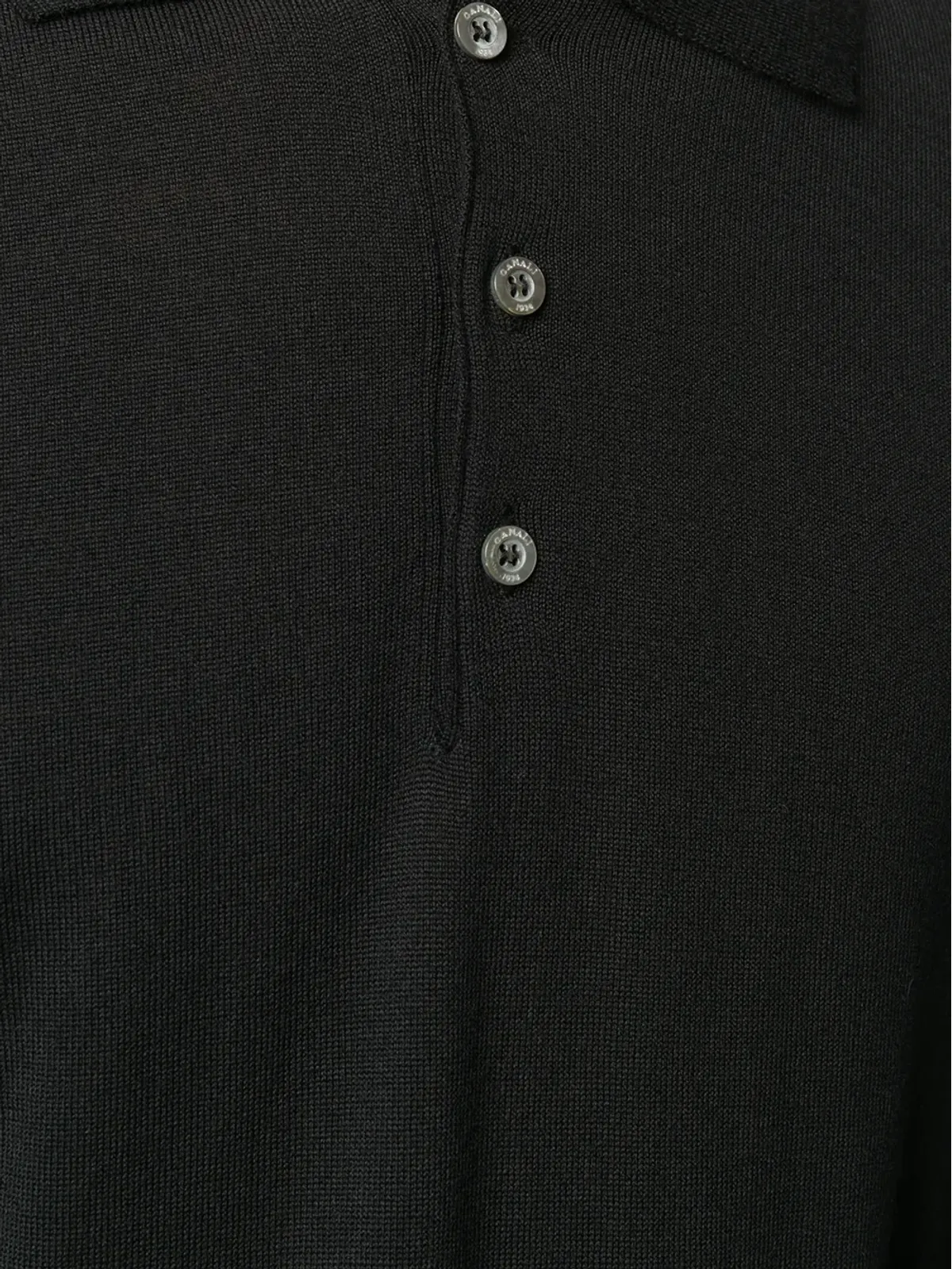 Canali メリノウール ポロシャツ ブラック - 画像5