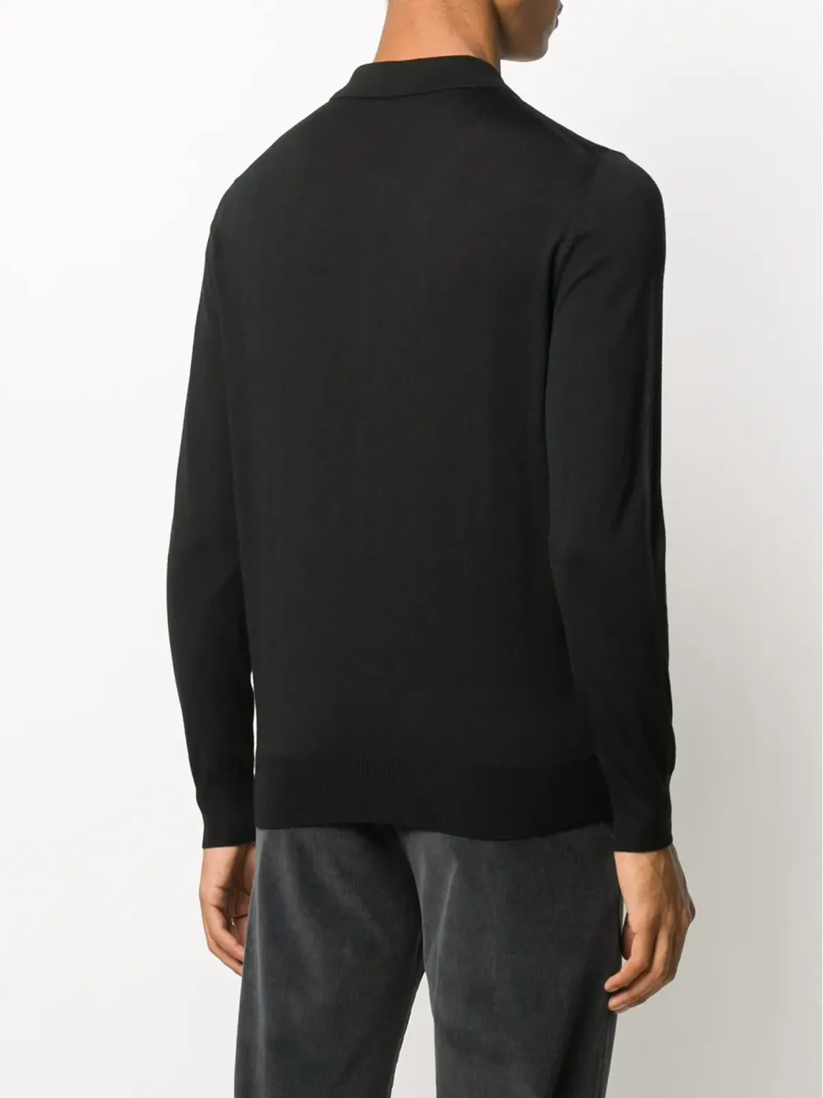 Canali メリノウール ポロシャツ ブラック - 画像4