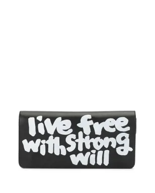Comme Des Garçons Wallet スローガンプリント・レザーウォレット - サムネイル1