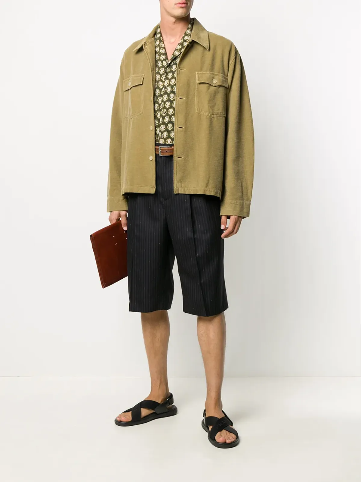 Ferragamo ストライプ柄 テーラードショーツ ブルー - 画像2