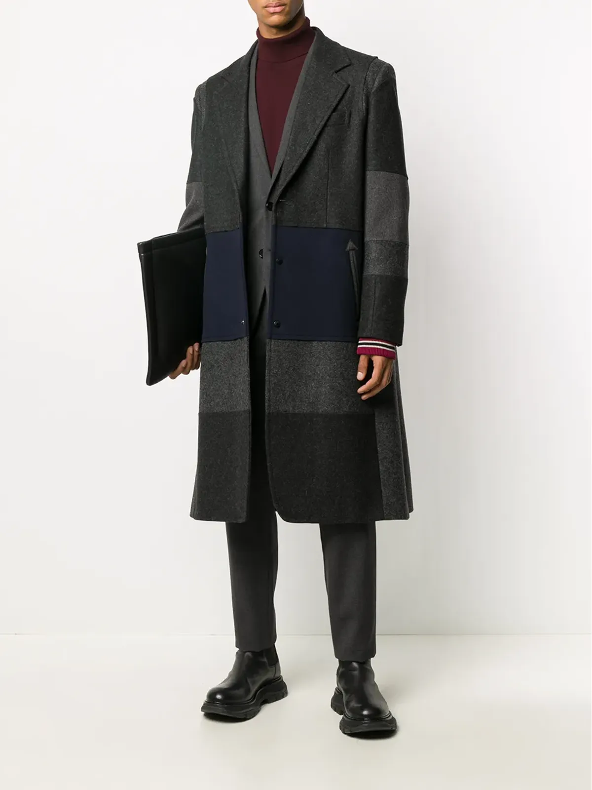 Valentino Garavani 横縞のシングルブレストコート - 画像2