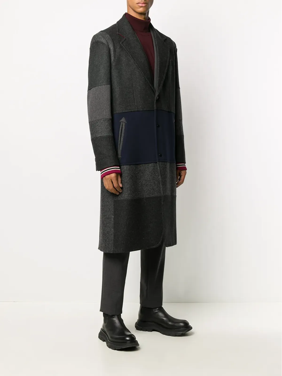 Valentino Garavani 横縞のシングルブレストコート - 画像3