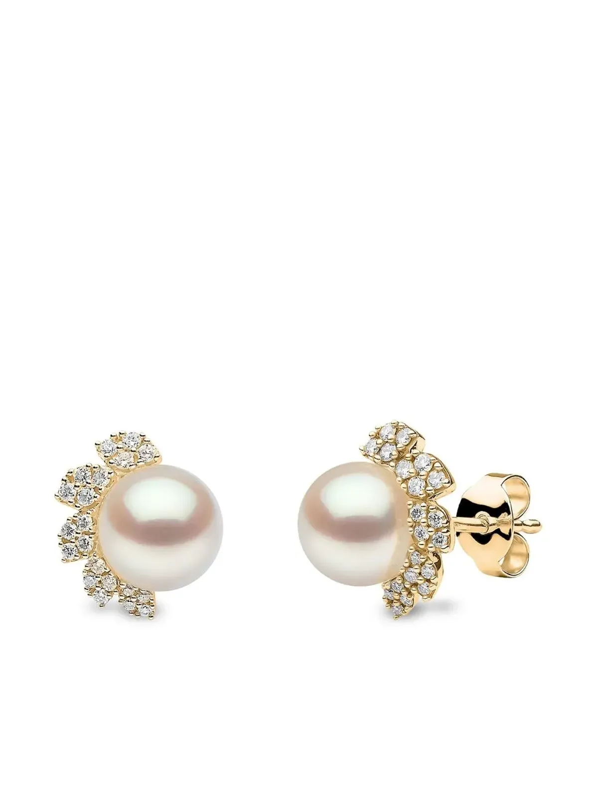 Yoko London 18Kイエローゴールド ダイヤモンド パール トレンド スタッド ピアス - 画像4