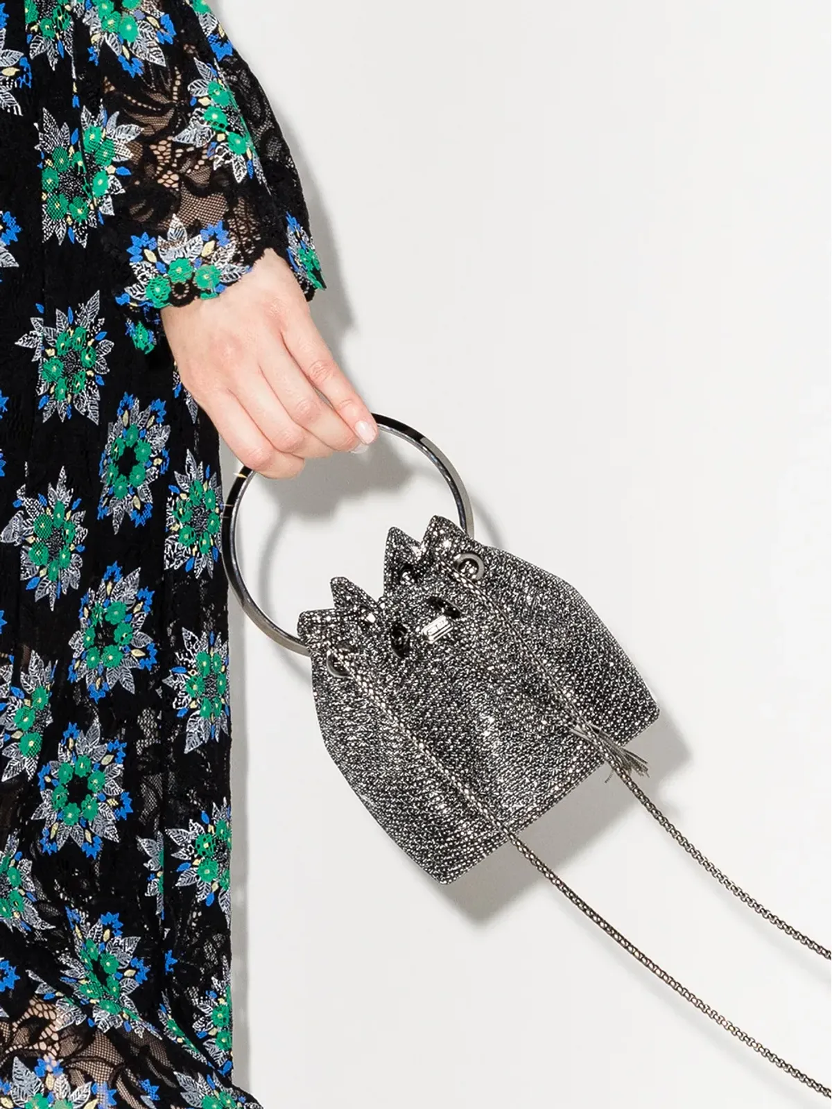 Jimmy Choo メタリック ボンボン ミニ バケットバッグ - ブラック - 画像2