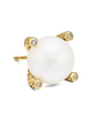 David Yurman 18Kイエローゴールド 淡水真珠とダイヤモンドのスタッドピアス - サムネイル5