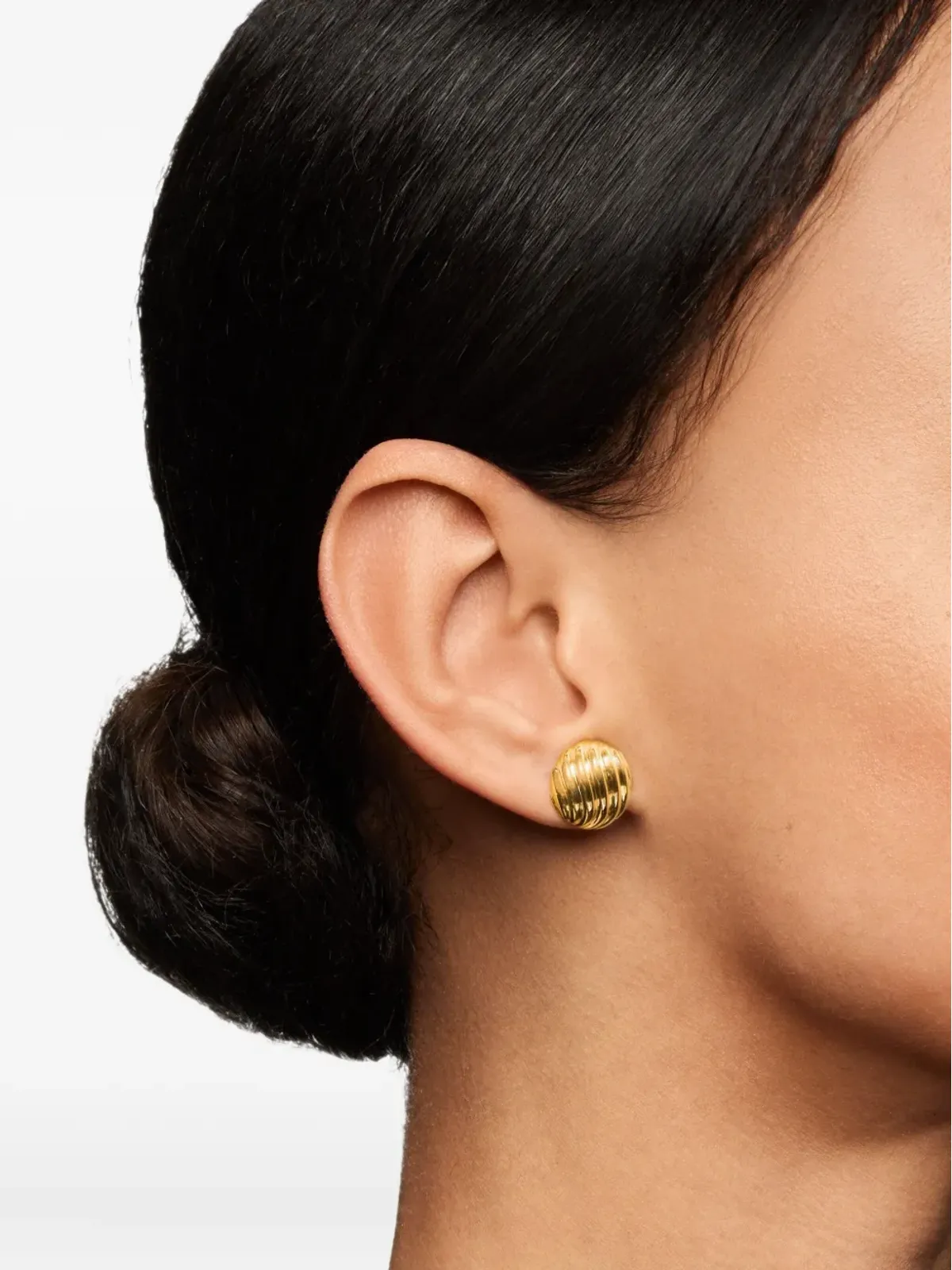 David Yurman 18kt イエローゴールド スカルプド ケーブル スタッド ピアス - 画像2