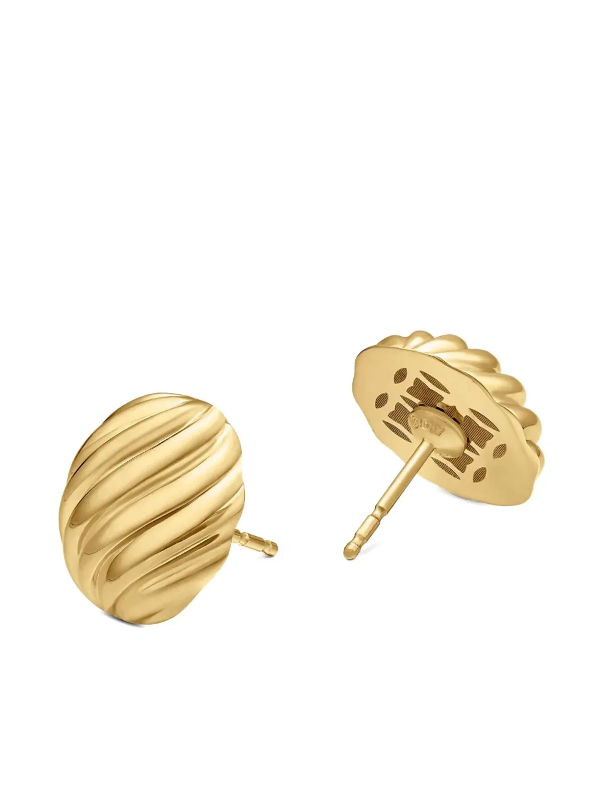 David Yurman 18kt イエローゴールド スカルプド ケーブル スタッド ピアス - 画像4
