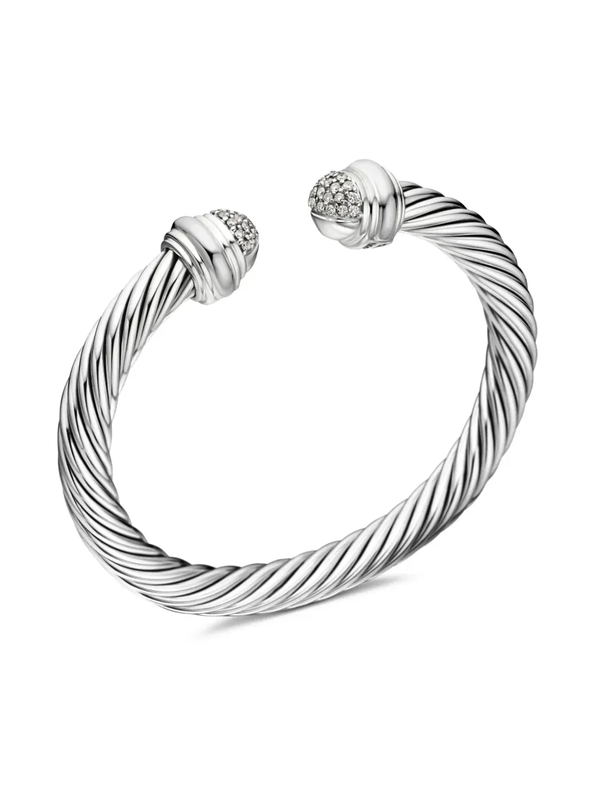 David Yurman スターリングシルバー製 クラシック・ケーブル ダイヤモンド ブレスレット - 画像5