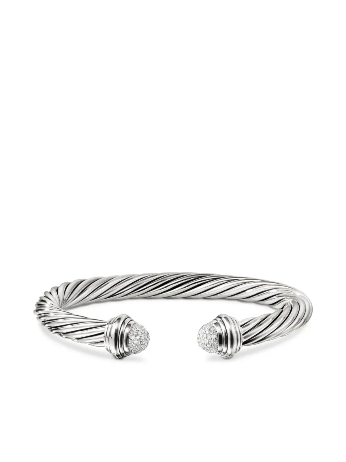 David Yurman スターリングシルバー製 クラシック・ケーブル ダイヤモンド ブレスレット - 画像4