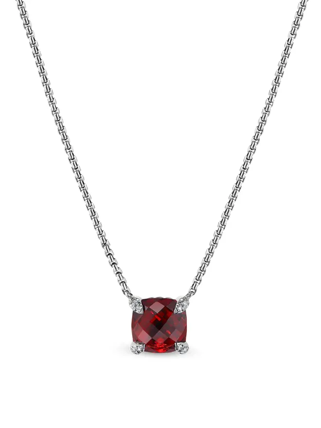 David Yurman David Yurman ペティット・シャトレーヌ ロードライト ガーネット ダイヤモンド ネックレス - レッドの商品画像