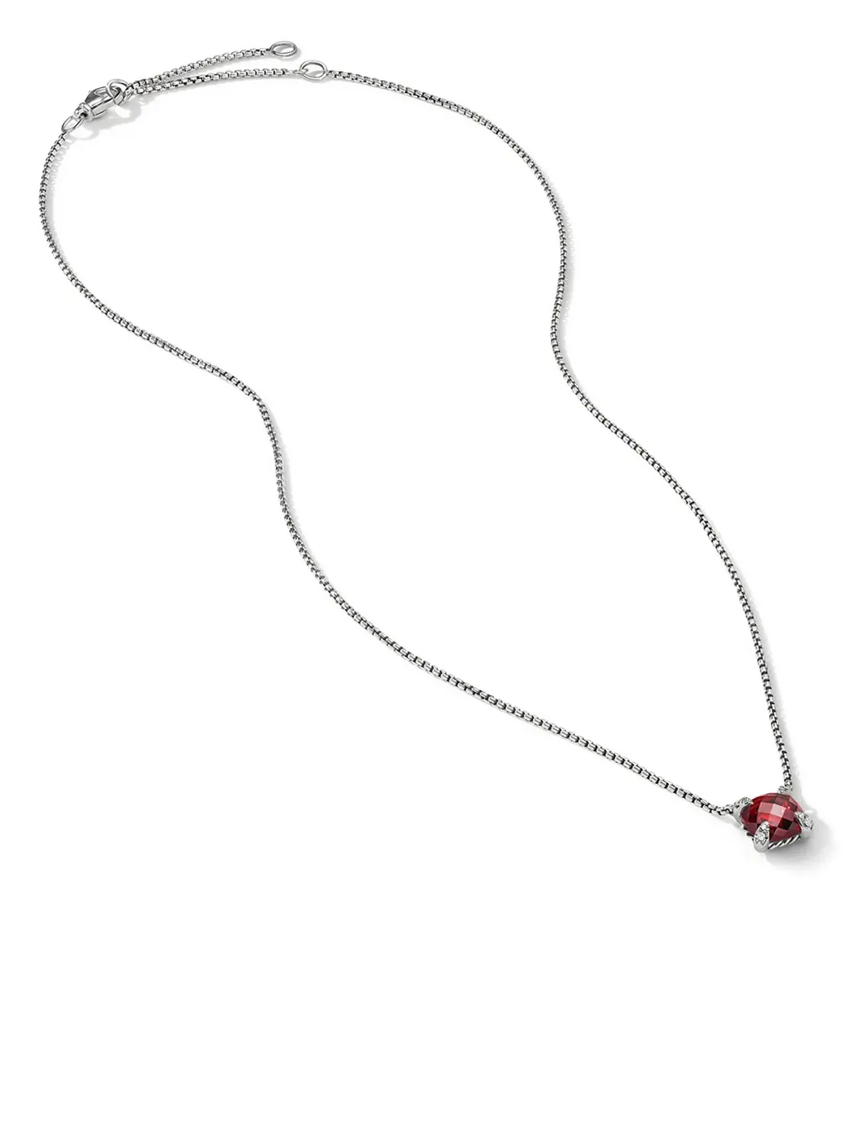 David Yurman ペティット・シャトレーヌ ロードライト ガーネット ダイヤモンド ネックレス - レッド - 画像2
