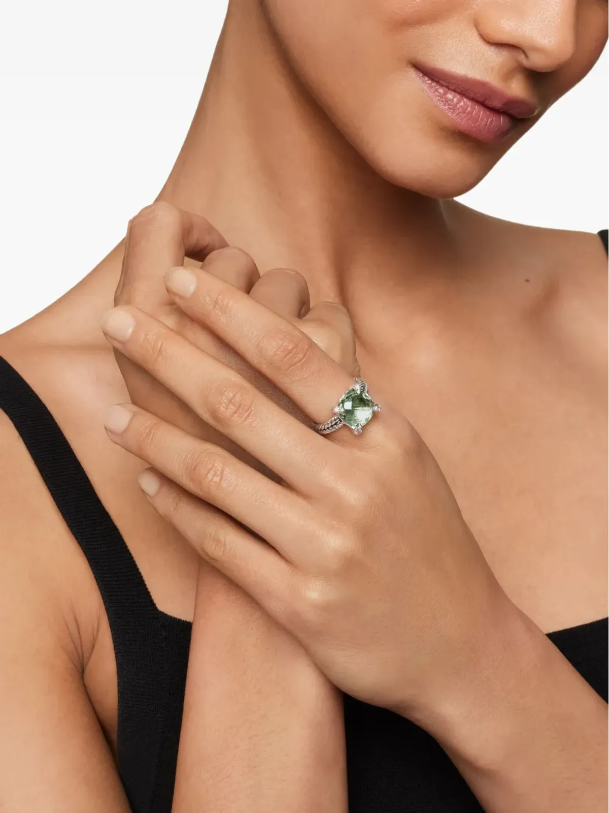 David Yurman チャテレイン プリサイライトとダイヤモンド リング - グリーン - 画像3