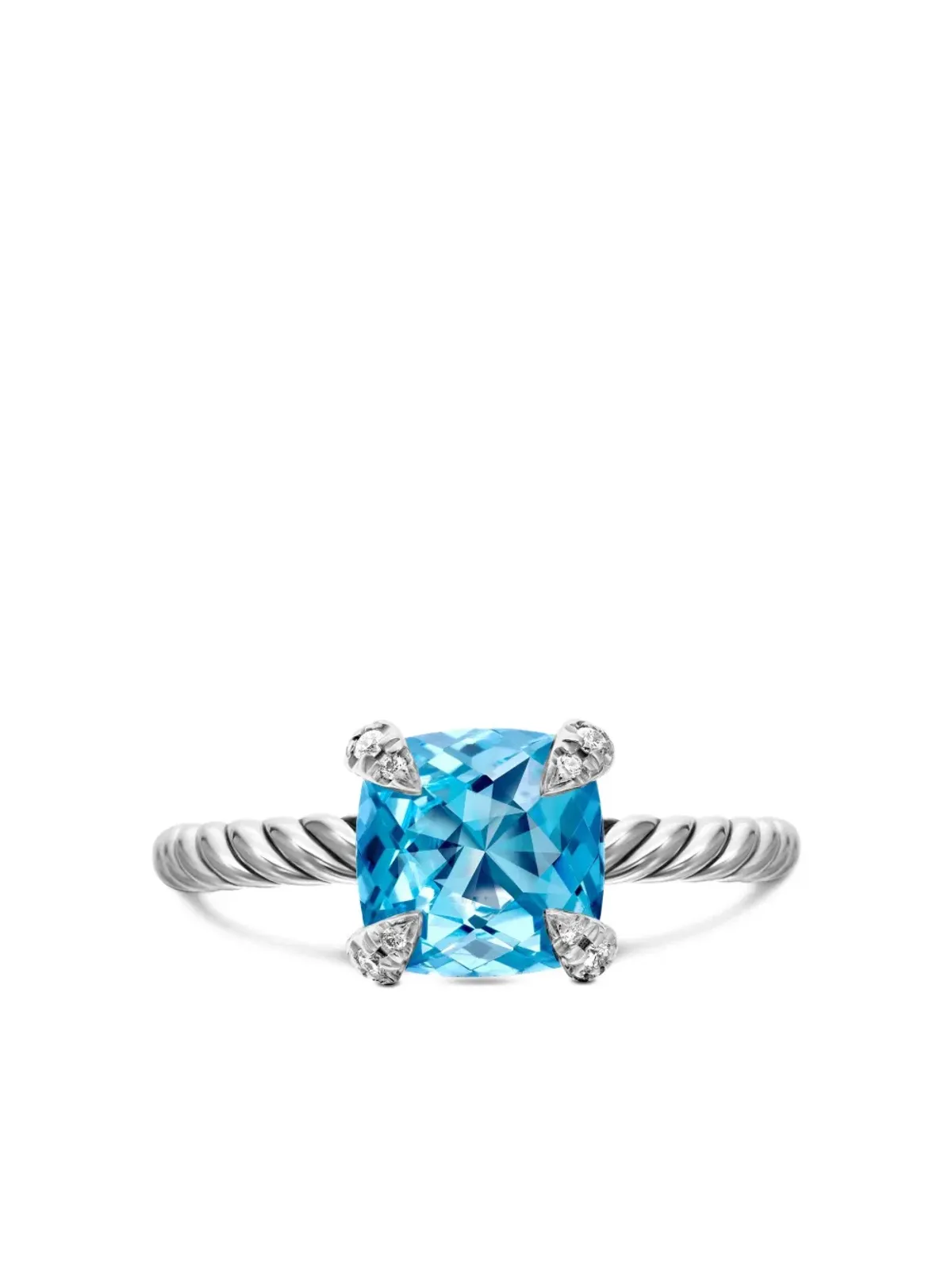 David Yurman チャテレーヌ ブルートパーズ＆ダイヤモンド リング - 画像5