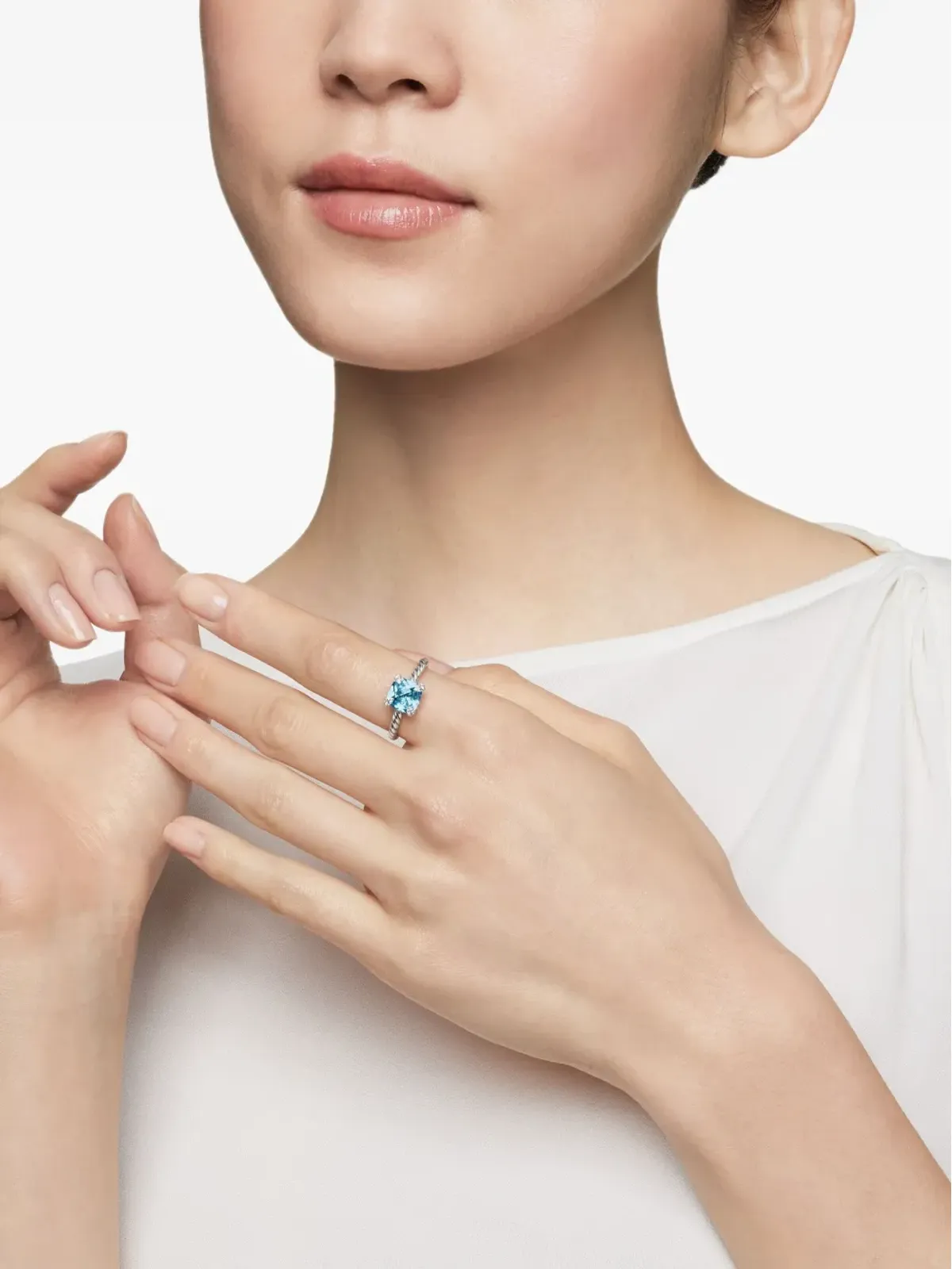 David Yurman チャテレーヌ ブルートパーズ＆ダイヤモンド リング - 画像2