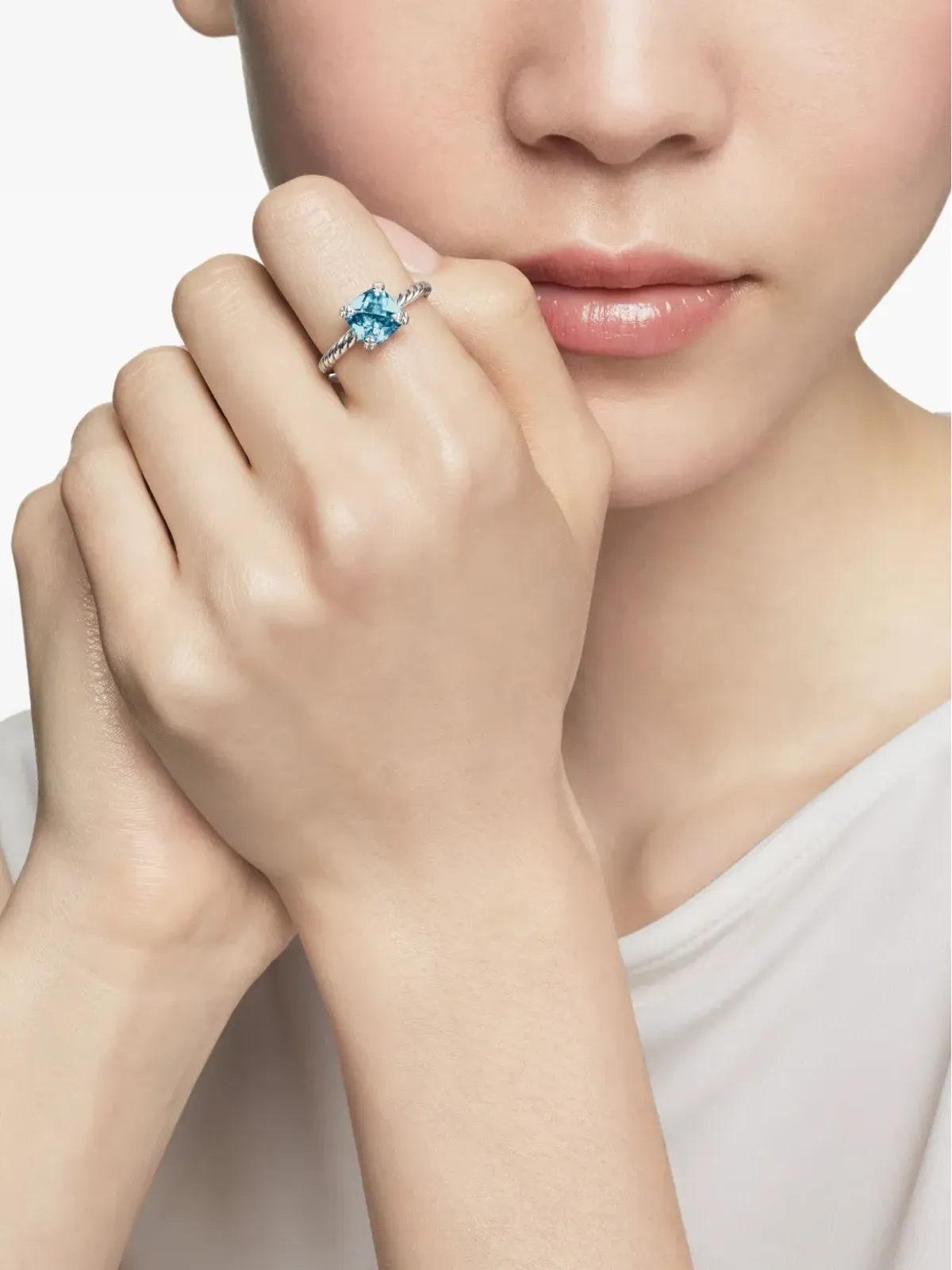 David Yurman チャテレーヌ ブルートパーズ＆ダイヤモンド リング - 画像3