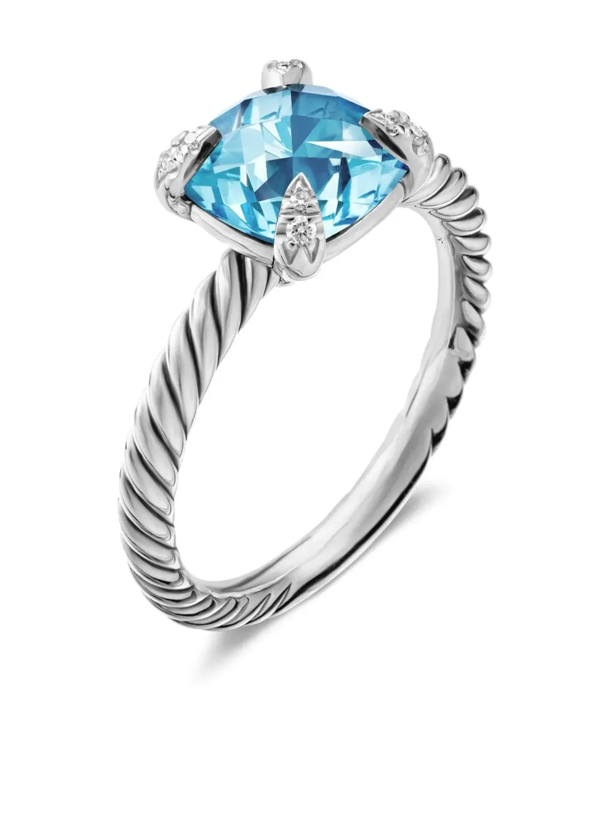 David Yurman チャテレーヌ ブルートパーズ＆ダイヤモンド リング - 画像4
