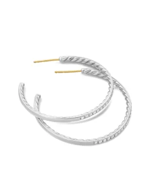 David Yurman スターリングシルバー パヴェダイヤモンド フープイヤリング - サムネイル5