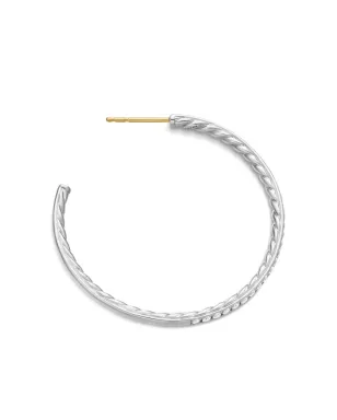 David Yurman スターリングシルバー パヴェダイヤモンド フープイヤリング - サムネイル4