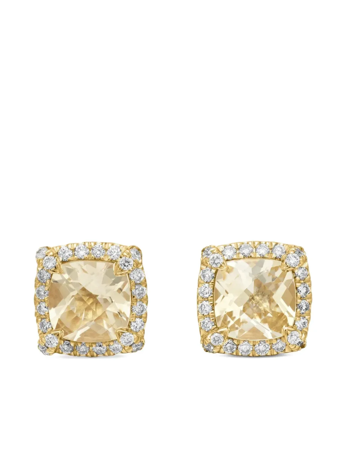 David Yurman 18kt yellow gold Petite Chatelaine citrine and diamond stud earrings (5mm) - 画像1