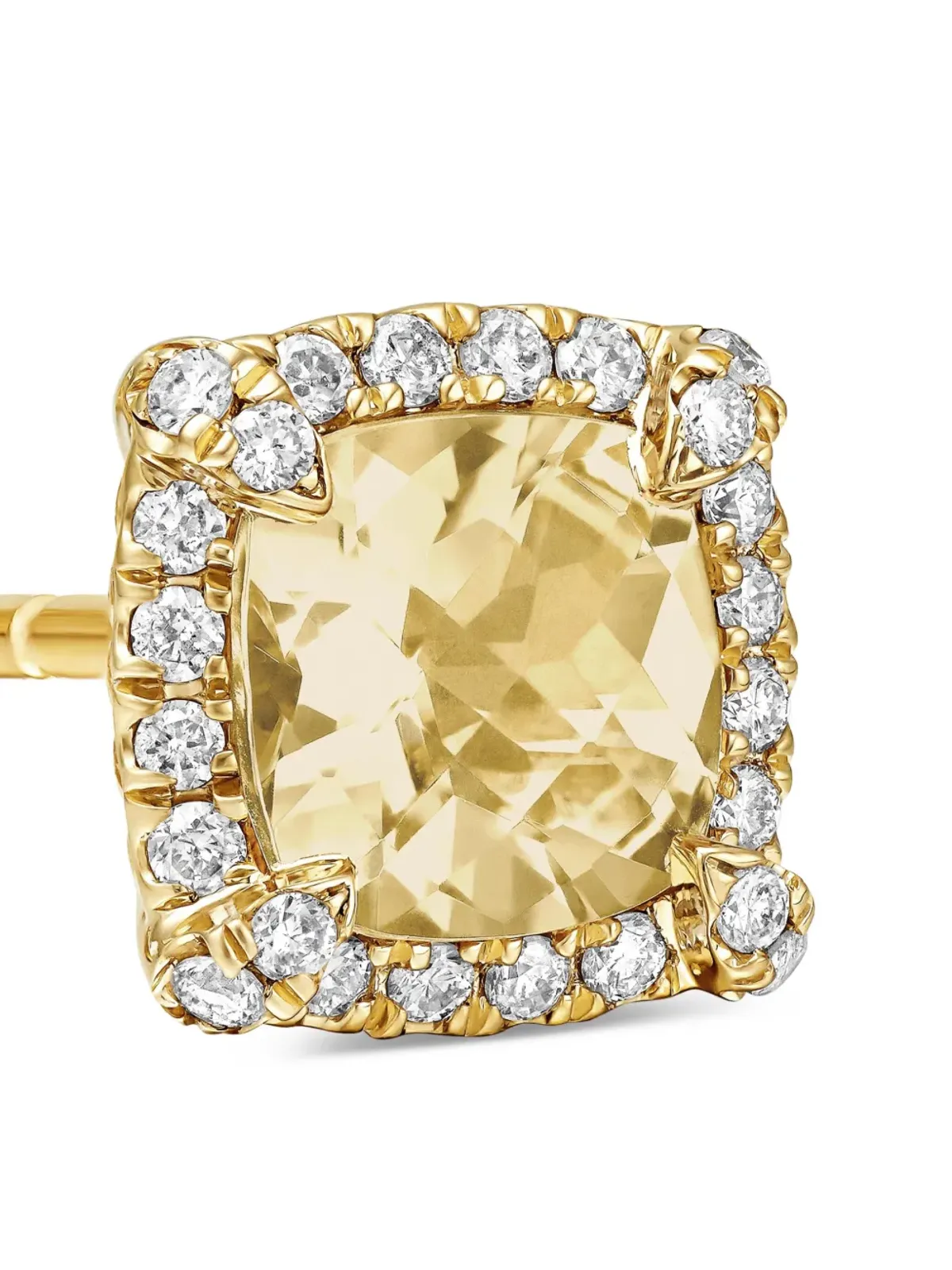 David Yurman 18kt yellow gold Petite Chatelaine citrine and diamond stud earrings (5mm) - 画像5