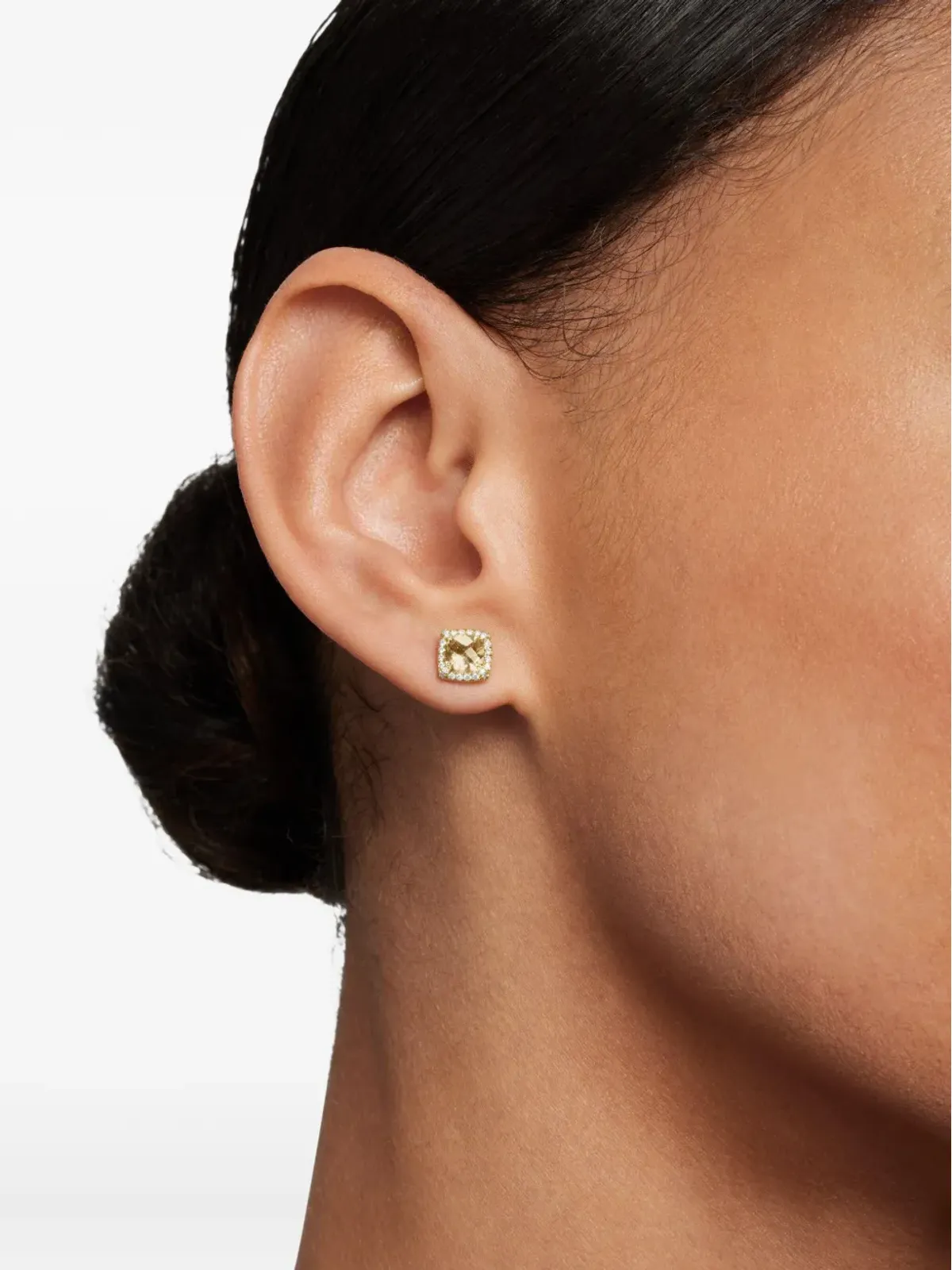 David Yurman 18kt yellow gold Petite Chatelaine citrine and diamond stud earrings (5mm) - 画像3
